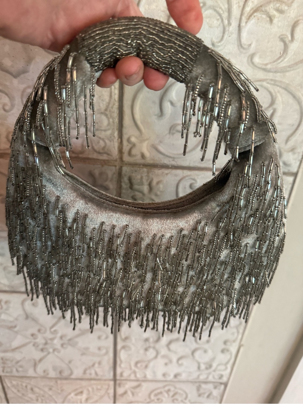 Preston & York Silver Beaded Mini Bag